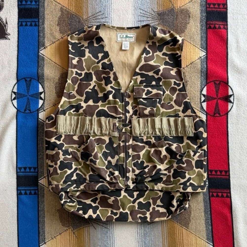 Vintage LL Bean Duck Hunter Camo Hunting Vest Made in USA Style 5990 Mens Large